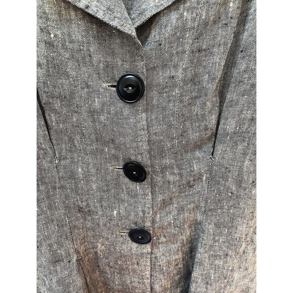 FLAX Oversized Button Down Linen Blazer Jacket Pockets‎ Lagenlook Size Medium - Picture 2 of 13